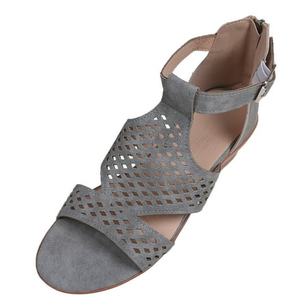

Womens Sandals Comfortable Zip Back Hollow Out Wedge Sandals Causal Shoes Open Toe Shoes Wedges Sandals