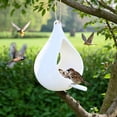 thumbnail image 6 of Fwttom Bird Feeders for Outdoors, Teardrop Shaped Hanging Wild Bird Feeders, Decorative Feeders for Garden, Patio & Backyard, White, 6 of 6