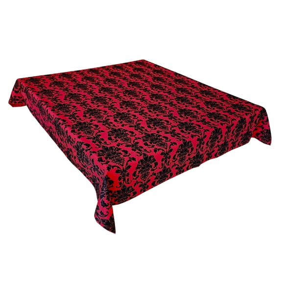Floral Poplin Damask Durable Tablecloth Red