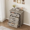 thumbnail image 3 of 4 Dresser for Bedroom, 34.8" Tall Vertical Drawer Dresser with Large Storage, Freestanding Wooden Closet Chest for Bedroom, Living Room, 3 of 5
