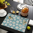 thumbnail image 4 of Teal Daisy Flower Golden Centers Pattern Summer Placemats Table Placemats Set Of 4-Linen Kitchen Washable Placemats Table Mats 11.8"x17.7" Non-Slip Heat Resistant, 4 of 6