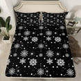 thumbnail image 2 of jejeloiu Cute Snowflake Queen Sheet Sets,Hello Winter Flat Sheet,White Black Queen Fitted Sheet For Girls Kids,Luxury Bedroom Decor,4 Pieces, 2 of 7