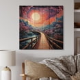 thumbnail image 2 of Designart "Coral Bridge Dreamy Passage Painting I" Pointillism Print on Natural Pine Wood, 2 of 5