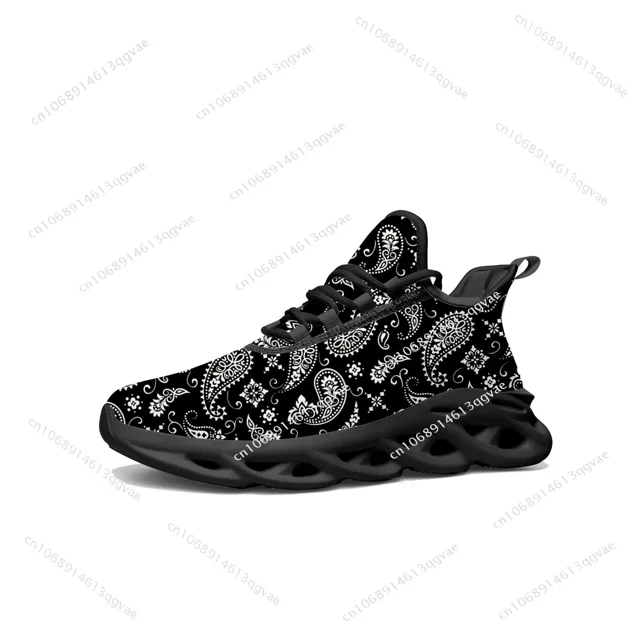 Zapatillas deportivas planas con estampado de cachemira para hombre y mujer, deportivas de alta calidad, con cordones, de malla, hechas a medida, color blanco