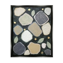 Stupell Industries Patterned Nature Shapes Abstract Painting Black Floater Framed Canvas Art Print Wall Art, 17 x 21