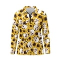 thumbnail image 3 of Chririnla Sunflower Skull Halloween Funny Print Women's Long Sleeve Shirt Moisture Wicking Quick Dry Golf Tennis Sports Shirts Tops Slim Fit Straight Blouses for Holiday,L, 3 of 7