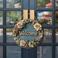 thumbnail image 5 of Flower Welcome Front Door Sign (20*20cm), DELESYS Farmhouse Daisy Wooden Door Decor, Rustic Carved Welcome Spring Wall Hanging For Porch Garden Fence Flower Shop Decoration, 5 of 9