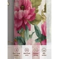 thumbnail image 6 of Pink Flowers Sheer Curtains 45 Inch Length 2 Panels Set Window Treatments, Spring Watercolor Floral Leaves Plants Beige Rod Pocket Semi Curtains for Living Room/Bedroom/Kitchen Décor, 104"W x 45"L, 6 of 7