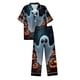 thumbnail image 5 of Pijama de manga corta con cuello vuelto para mujer, con bolsillos y estampado de Halloween, cintura elástica, de poliéster, 5 of 5