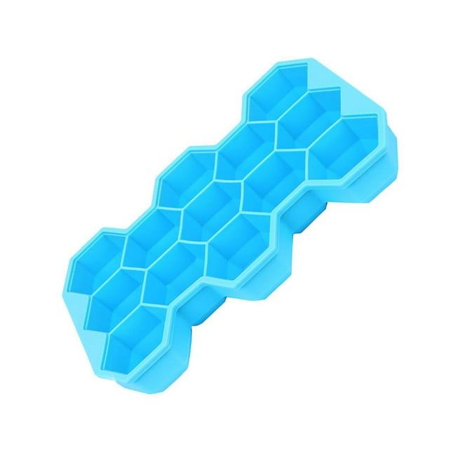 Cateissary Bandeja de silicona para cubitos de hielo, molde de 13 cavidades con tapa, molde en forma de panal para bebidas y cócteles Cocina y Comedor