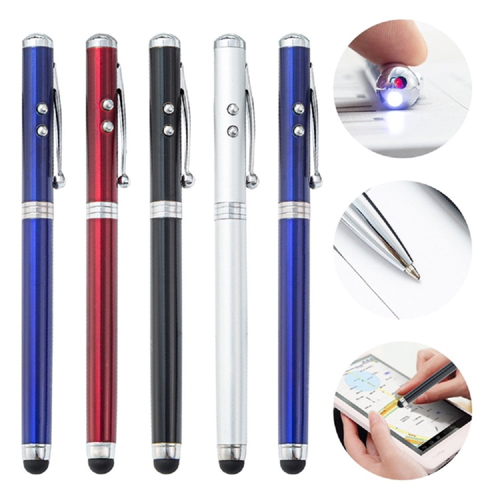 Stylus Pen [5 Pcs], 4-in-1 Touch Screen Pen (Stylus + Ballpoint Pen + LED Flashlight + Pointer) For Smartphones Tablets iPad iPhone Samsung LG Sony etc