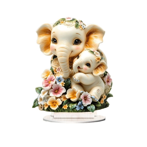 Mother's Day Elephant Mom and Baby 2D Acrylic Desktop Ornament Home Decoration Sentimental Mother Child Keepsake Gift for Mom Shelf Living Room Display
