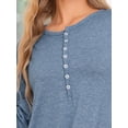 thumbnail image 5 of DARING DIVA Women's Long Sleeve Long Soft Button Down Nightshirt XS Blue, 5 of 6