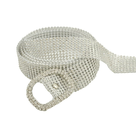 harmtty Luxury Women Full Rhinestone Inlaid Round Heart Oval Buckle Belt Jeans Waistband