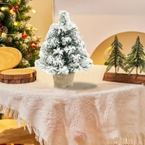 Small Tabletop Flocked Christmas Tree, Mini Artificial Table Xmas Tree for Desk Christmas Decorations