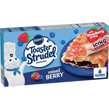 Pillsbury Toaster Strudel Mixed Berry Frozen Pastries with Strawberry Icing, 6 Ct, 11.7 oz