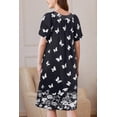 thumbnail image 5 of Ekouaer Robe for Women Short Zipper Floral Print Bathrobe Short Sleeve Pleated Neckline Robes Zip Up Comfy Night Gowns Soft Loungewear, 5 of 6