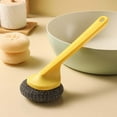 thumbnail image 5 of Btomtd Stainless Steel Scrubber Cleaning Brush with Handle Replaceable Head for Pots Dishwashing Household Scrub Brush, Yellow, 5 of 6