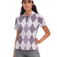 thumbnail image 2 of Womens Basic Polo Shirts Lapel Diamond Print Half Zip Knit Casual Fit Tunic Shirts Summer Tops, 2 of 4