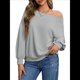 thumbnail image 1 of Sudadera Holgada Informal de Larga con Hombros Descubiertos para Mujer, Estilo Jersey de Otoño Gris XXL, 1 of 8