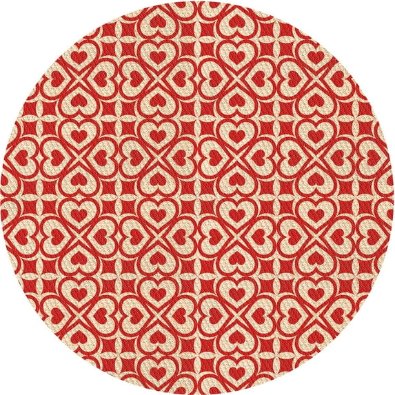 Ahgly Company Machine Washable Indoor Round Transitional Red Area Rugs, 7' Round