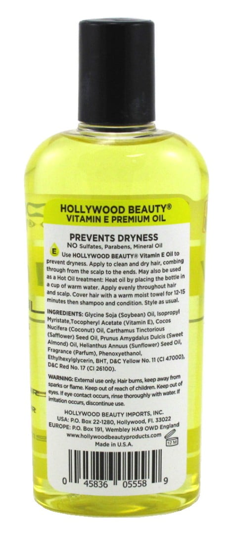 Hollywood Beauty Vitamin-E Premium Oil 8oz (Pack of 3)