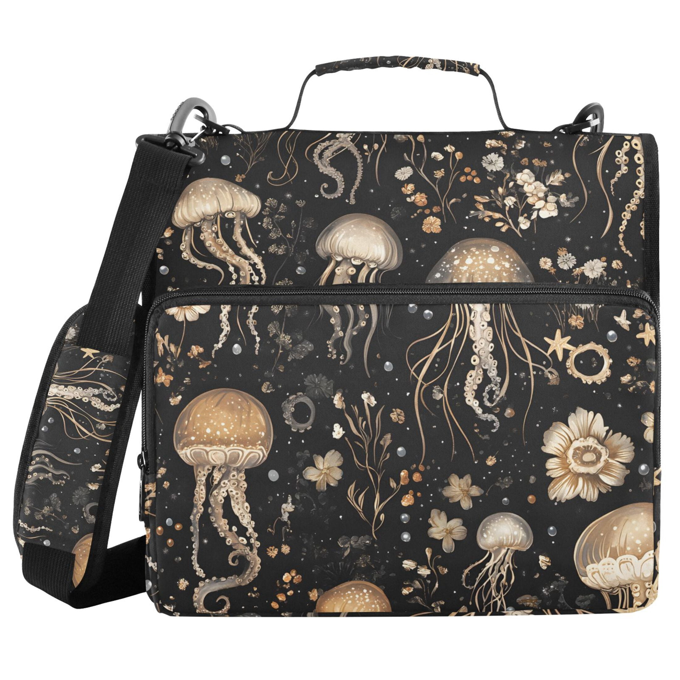 ALAZA Zipper Binder Jellyfish Pattern 3 Ring Trapper Keeper File Folder Organizer Bag