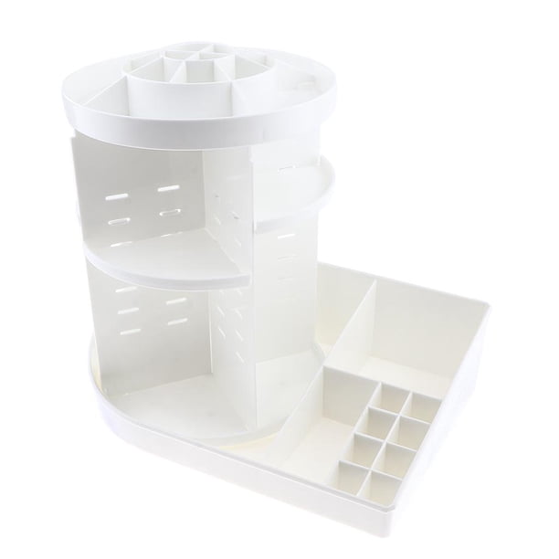 Almacenamiento Cosmético Baoblaze para Maquillaje Joyas Nail Art Display Stand Carrusel Estantes ajustables giratorios 360 grado Blanco 36 x 24 x 35 cm