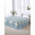 thumbnail image 5 of Blue Plaid Full Size Flat Sheet, Wrinkleproof & Fadeproof Cooling Flat Bed Sheet Only, Country Cute Love Pastoral Heart Lattice Breathable Soft Bedding Top Sheets 81 x 96 Inches, 5 of 8