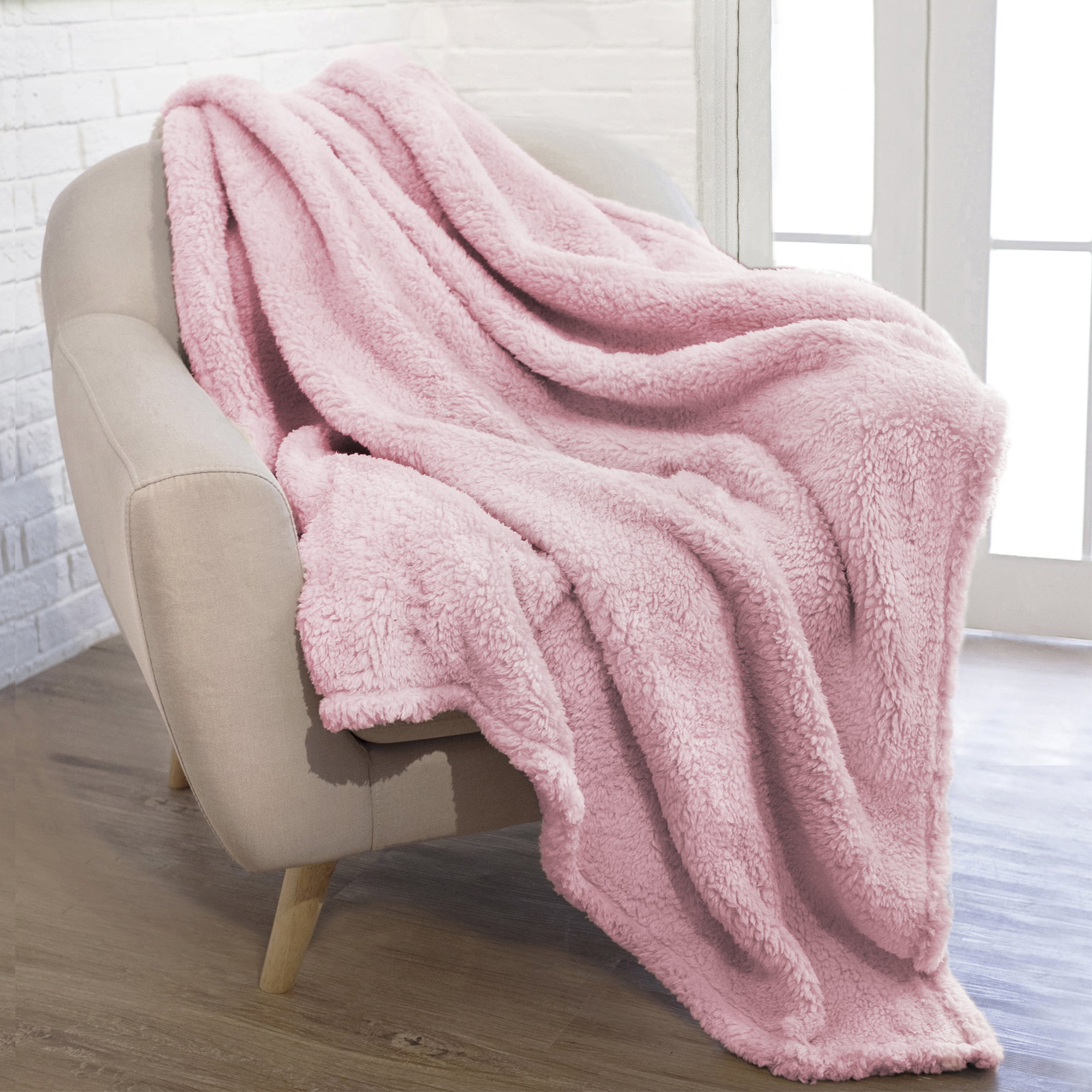 Sherpa Hot Winter Fluffy Warm Soft Plush Solid Color Roll-up Throw Home Blankets 