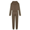 thumbnail image 6 of BXINGOHAI Women 2 Piece Outfits Hoodie Sweatsuits Set Sweatpants Long Sleeve Sweatshirt Matching Joggers Tracksuit Sets Today Brown,L, 6 of 6