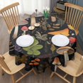 thumbnail image 3 of Colorful Mushroom Leaf Black Pattern Round Tablecloth 60"x60",Wrinkle Wipeable Table Cloth for Kitchen Dining Room Picnic Patio Party, 3 of 6