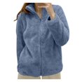 thumbnail image 1 of MKLEKYY Veste Marron pour Femmes Veste Unie Col à Fermeture à Glissière Confortable, 1 of 3