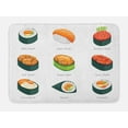 thumbnail image 1 of Sushi Bath Mat, Exotic Japanese Cuisine Infographic with Temaki Futomaki Gunkan and Nigiri, Plush Bathroom Decor Mat with Non Slip Backing, 29.5" X 17.5", Multicolor, by Ambesonne, 1 of 2