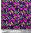 thumbnail image 1 of Soimoi polyester Crepe Fabric Leaves & Azalea Floral Print Fabric by the Yard 52 Inch Wide, 1 of 3