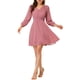 thumbnail image 1 of Vestido de gasa A-line con media manga en V, sólido y lindo para mujeres, XL, color rosa-a, 1 of 7