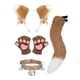 thumbnail image 4 of Conjunto de guantes y collar con orejas y cola de zorro para fiestas temáticas de animales, cumpleaños y carnaval. Marrón, 4 of 9