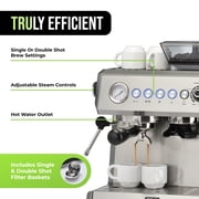 TRU All-in-One Espresso Maker with Grinder & Steam Wand - Premium Espresso Machine with Built-In Coffee Grinder - 15 Bar Pressure Pump - Adjustable Steam Controls & Cup Warmer