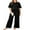 Black, variant on Wytyjxccyy Womens Knit 2 Piece Sweater Sets Short Sleeve Pullover Tops Elastic Waist Wide Leg Pants Lounge Set