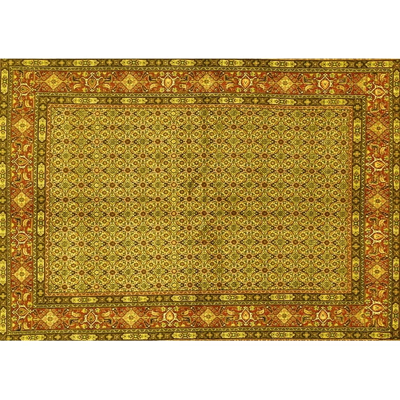 Ahgly Company Indoor Rectangle Persian Yellow Traditional Area Rugs, 5' x 7'