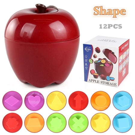 Apple Toys Montessori Shape Sorter Toys for Toddlers 1-3 Educational Learning Toy with Color Sorting and Fine Motor Skills Easter Basket Stuffers Gift for Boys Girls Shape