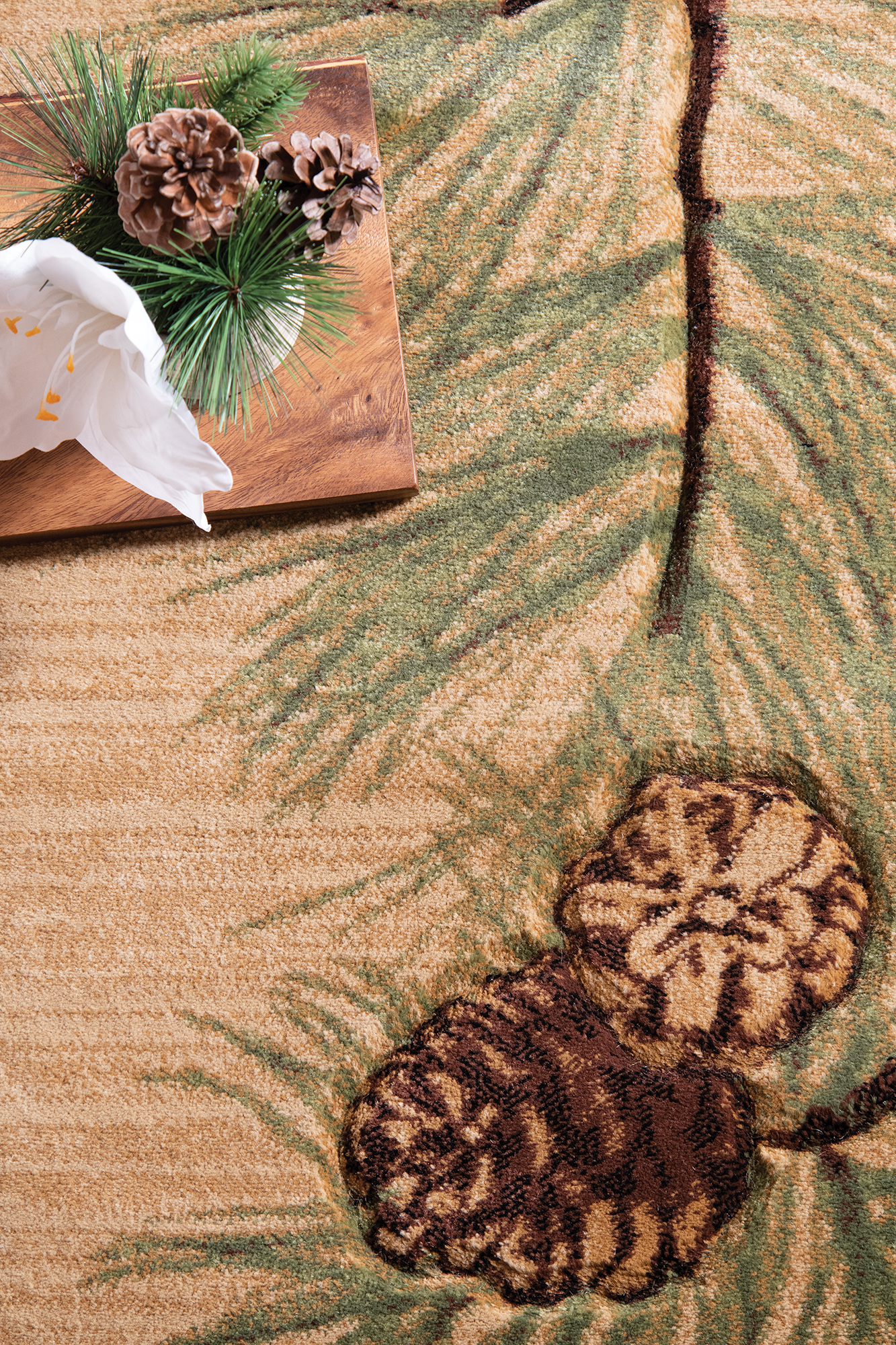 United Weavers Rustic Forest Pinophyta Lodge Border Area Rug, Beige, 5'3" x 7'6"