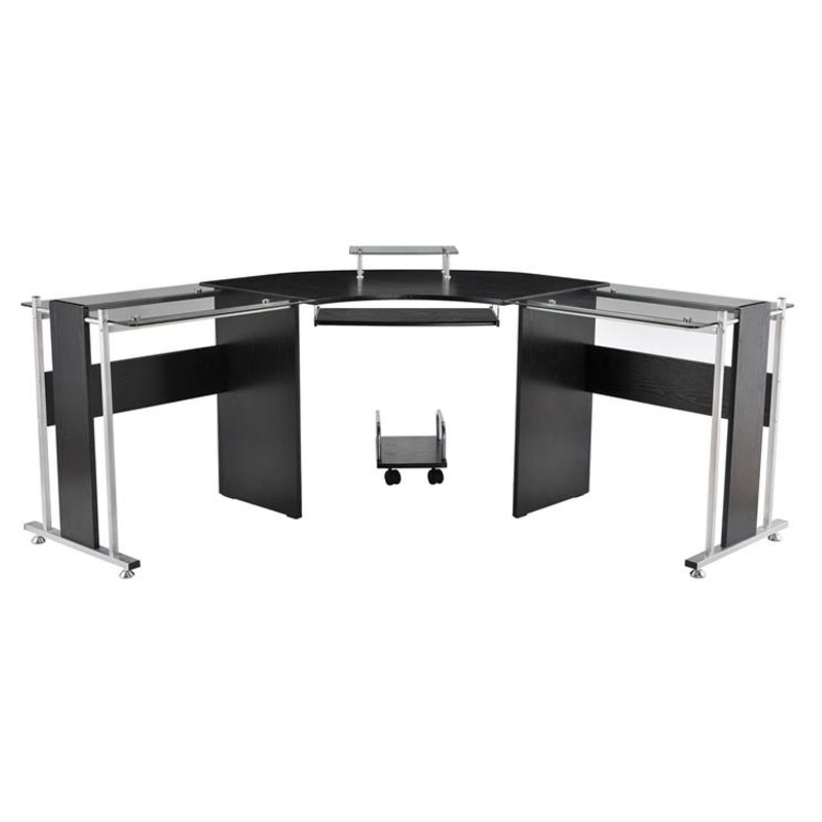 Homcom 69 In Modern L Shaped Symmetrical Glasstop Office Workstation Computer Desk