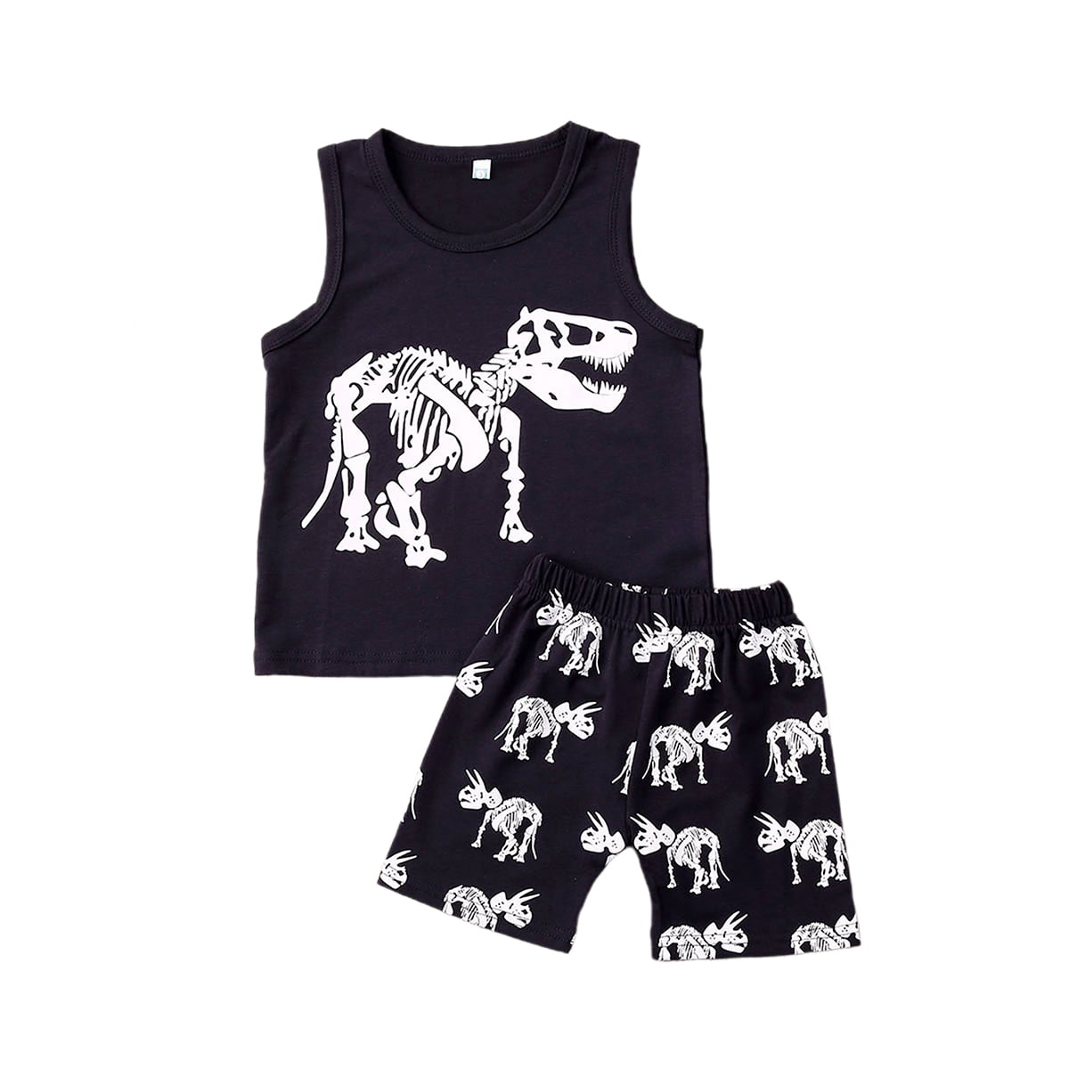 Multitrust Toddler Boy Shorts Set, Sleeveless Top + Dinosaur Print