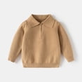 thumbnail image 2 of BMYJ Boys Collared Quarter Zip Knit Pullover Sweater, Polo Neck Long Sleeve Casual Sweater, Soft Knit Pullover for Toddler Boys, School Daily Fall Sweater (Khaki, 7-8 Years), 2 of 6