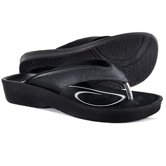 Aerothotic L0302-B-7 Womens Original Orthotic Comfort Thong Flip-Flops Sandal, Matt Black - Size 7