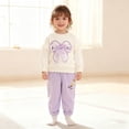 thumbnail image 5 of SGMVNU Girls 2 Piece Clothes Toddler Fall Winter Outfit Ruffles Crewneck Bow Pullover Sweatshirt with Joggers Pants Set(Size 5-6 Years, Pink), 5 of 6