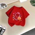 thumbnail image 5 of KPOPLK Kids Halloween T-Shirt Toddler Girls Cute Fall Pumpkin Ghost Print Tee Short Sleeve Shirt Size 2-3 Years,Red, 5 of 5