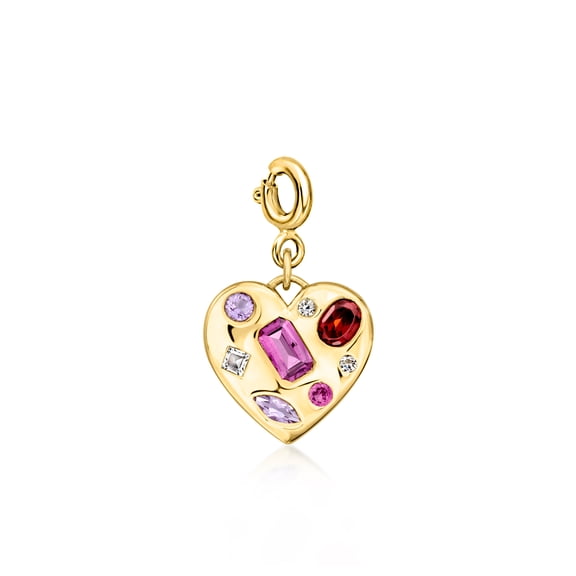 Ross-Simons 0.57 ct. t.w. Multi-Gemstone Heart Charm in 18kt Gold Over Sterling, Women's, Adult