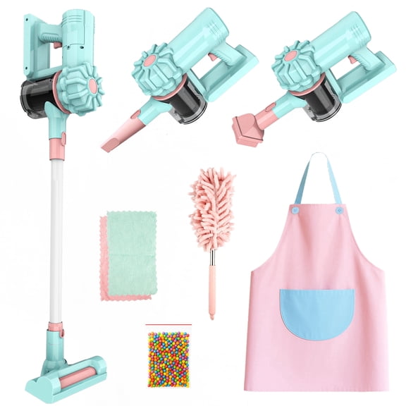 YCFUN Real Suction Kids Vacuum Cleaner Toy, Toy Cleaning Set with Ball Popping & 5 Accessories, Housekeeping Gift for Toddlers